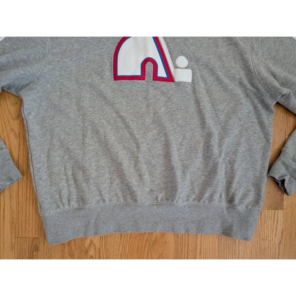 Quebec Nordiques Sweatshirt NHL Hockey Avalanche Adidas Heathered Grey Mens XL